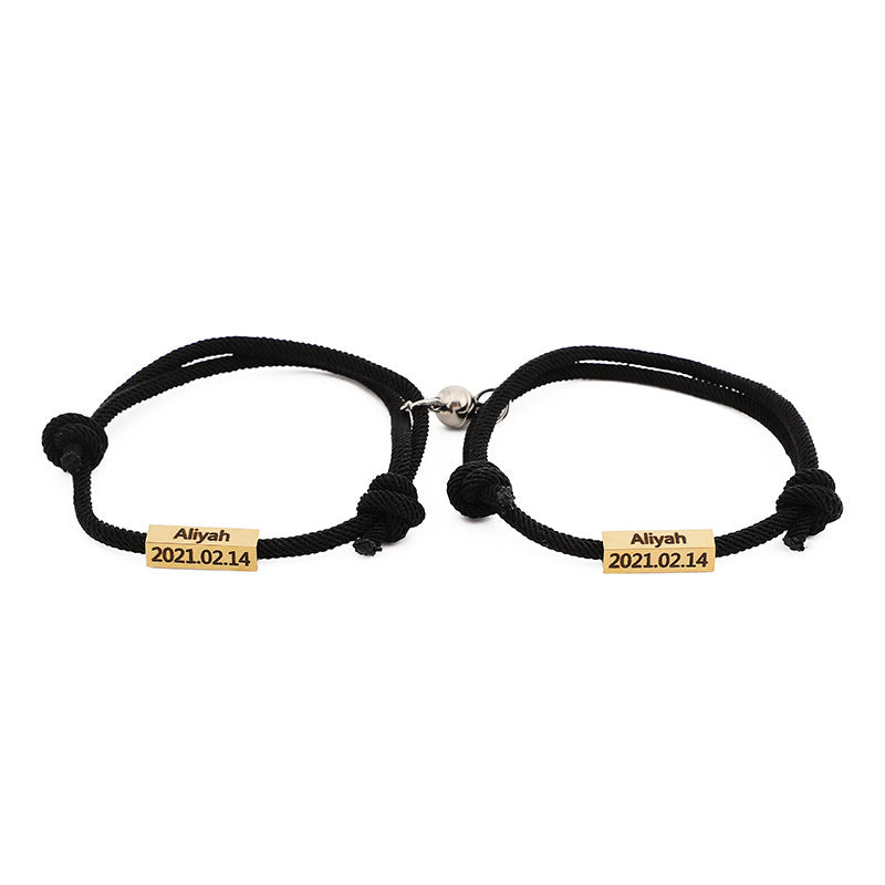 Custom Letters Magnetic Woven Pair Bracelet