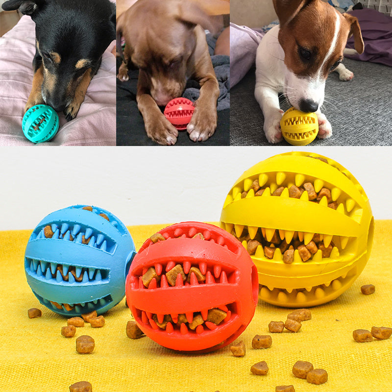 Pet Slow Feeder Dog Toy - Cute Fun Rubber Ball for Dental Care