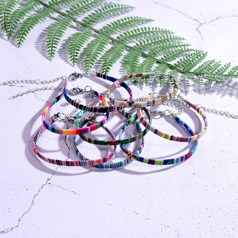 Chaîne de couleur bohème, Bracelet de cheville, bijoux faits à la main