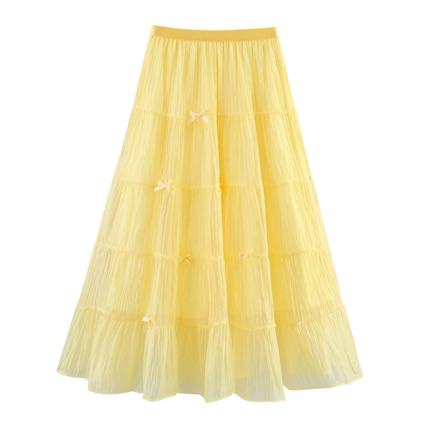 Professional Three-Dimensional Bow Fairy Gauze Cake Skirt - Polyester Multi-Layer (5 Colors, Free Size, College Style)