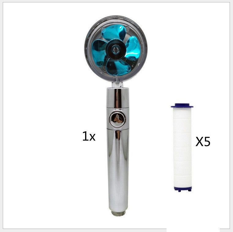 Pommeau de douche à hélice avec bouton d'arrêt et filtre en coton, buse de douche à main haute pression turbocompressée