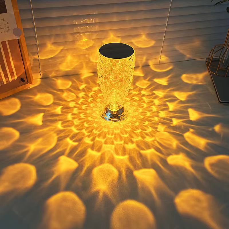 Lampe en écailles de poisson avec Port USB, veilleuse tactile Rechargeable en cristal pour chambre à coucher, salon, fête, dîner, décoration de la maison, lumières créatives