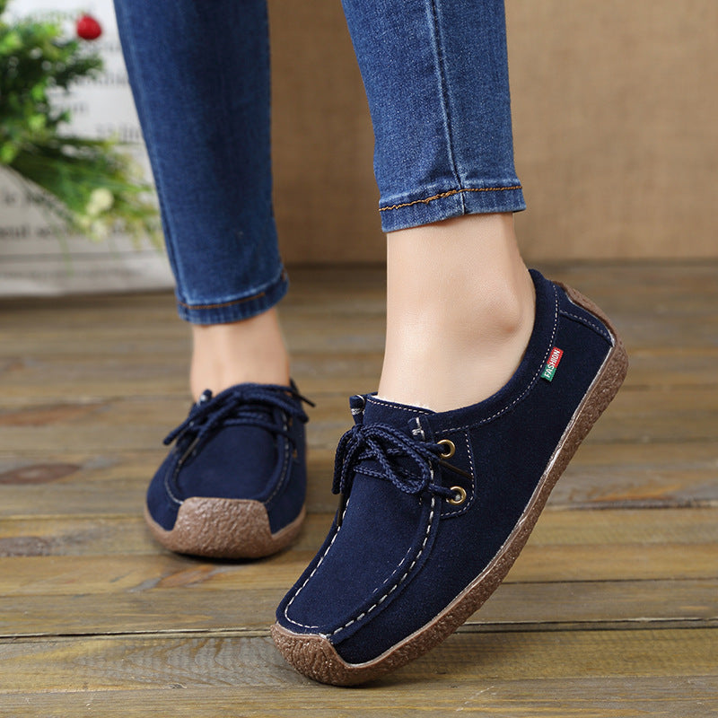 Women's Frosted Lace-Up Flat Sneakers with Plush Lining