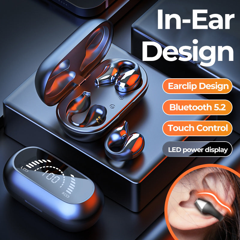 Öronklämma Benledningshörlurar Bluetooth-kompatibla 5.2 HIFI Trådlösa Hörlurar Touch Handsfree Sport Brusreducerande Headset Med Mikrofon