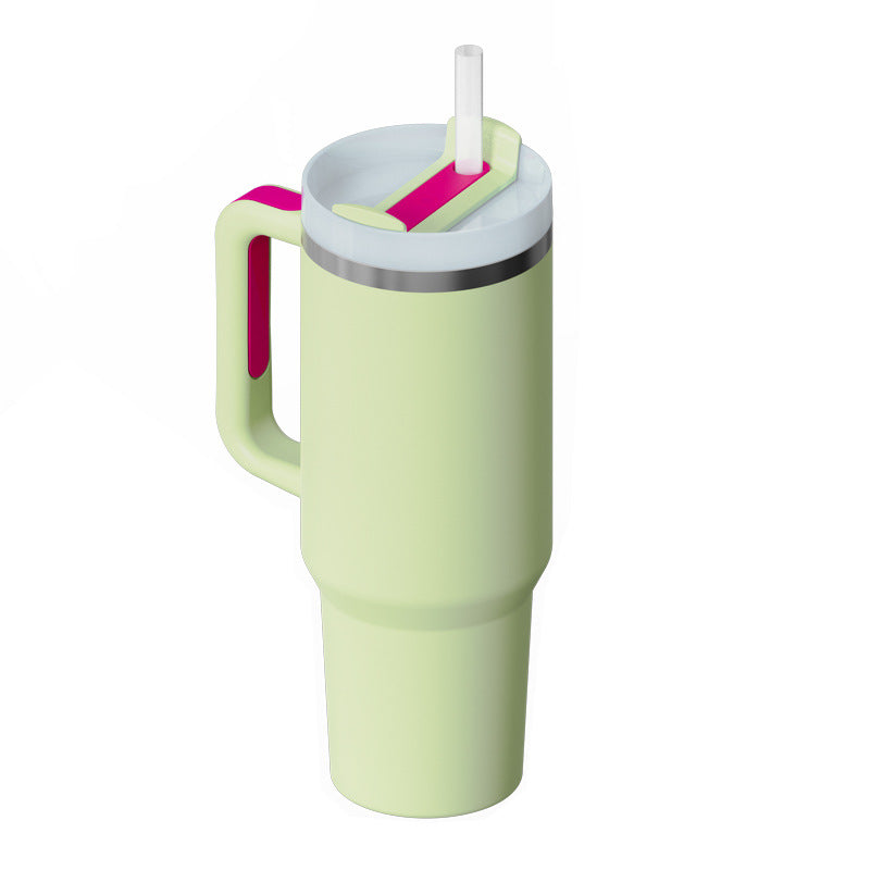 Alla hjärtans dag present termisk mugg 40 oz halm kaffe isoleringskopp med handtag Bärbar bil rostfritt stål vattenflaska stor kapacitet Resa BPA fri termisk mugg