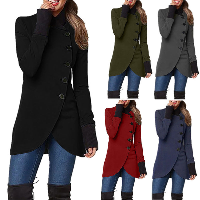 Veste à manches longues fendue à simple boutonnage et ourlet à empiècements