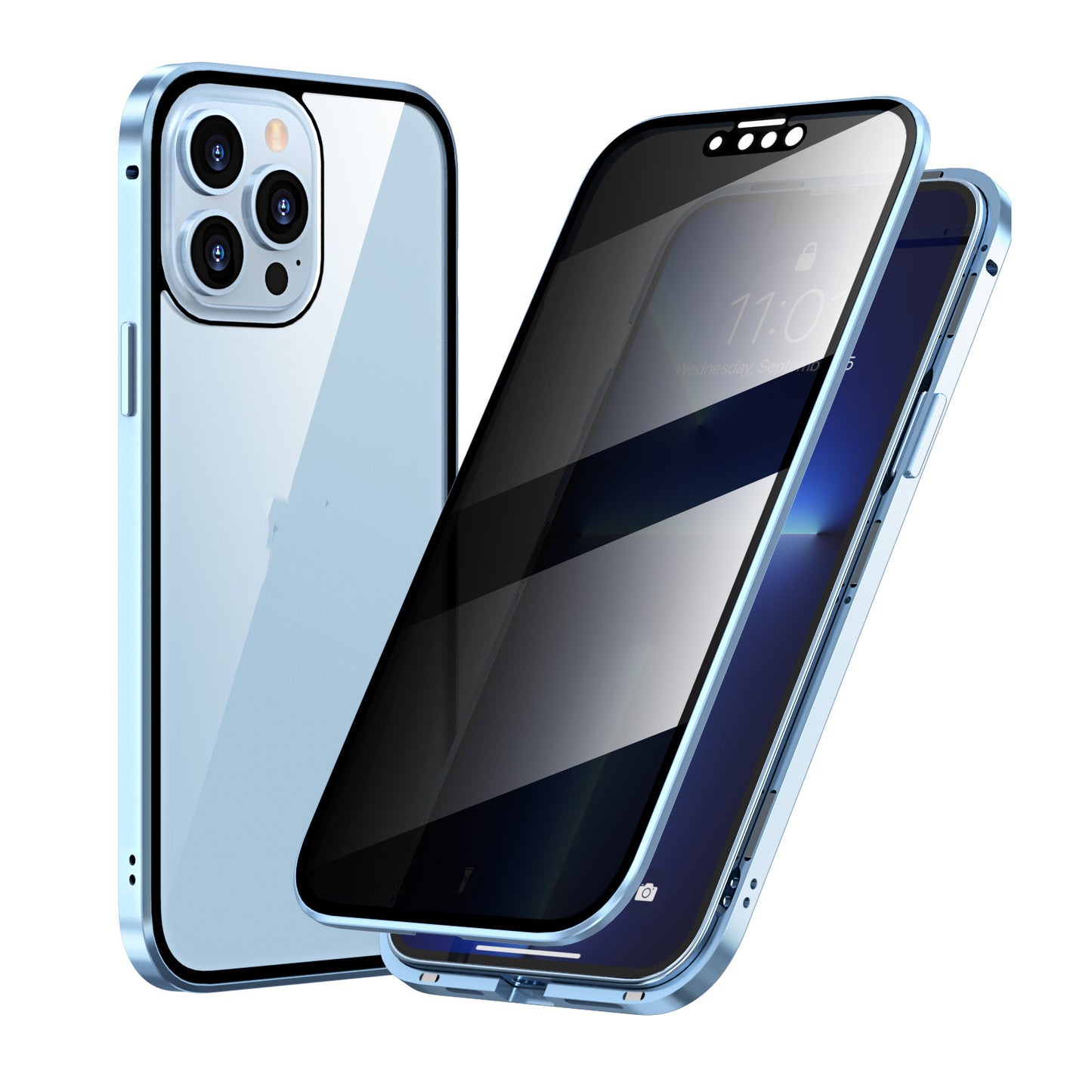 Étui de téléphone Magneto résistant à la confidentialité, cadre en métal double face