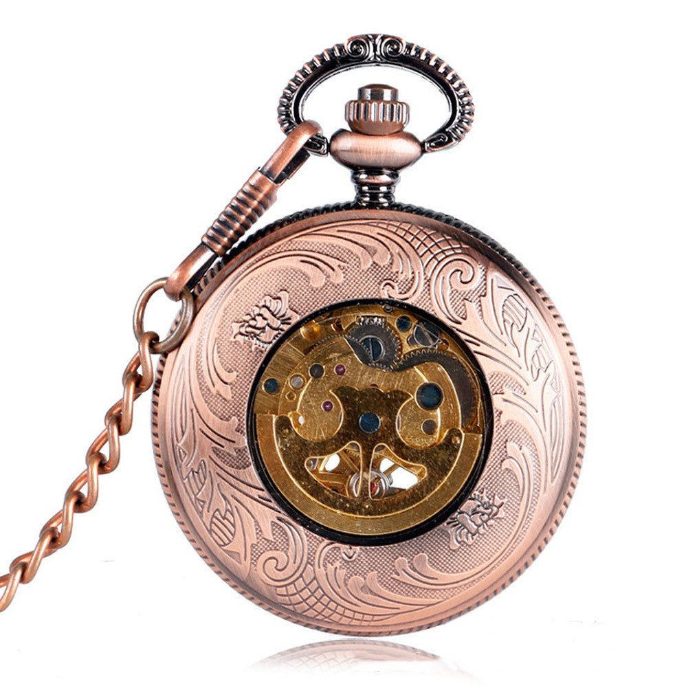 Skeleton Sun Flower Automatic Mechanical Pocket Watch - Elegant Intricate Sophisticated Timeless Durable Exquisite