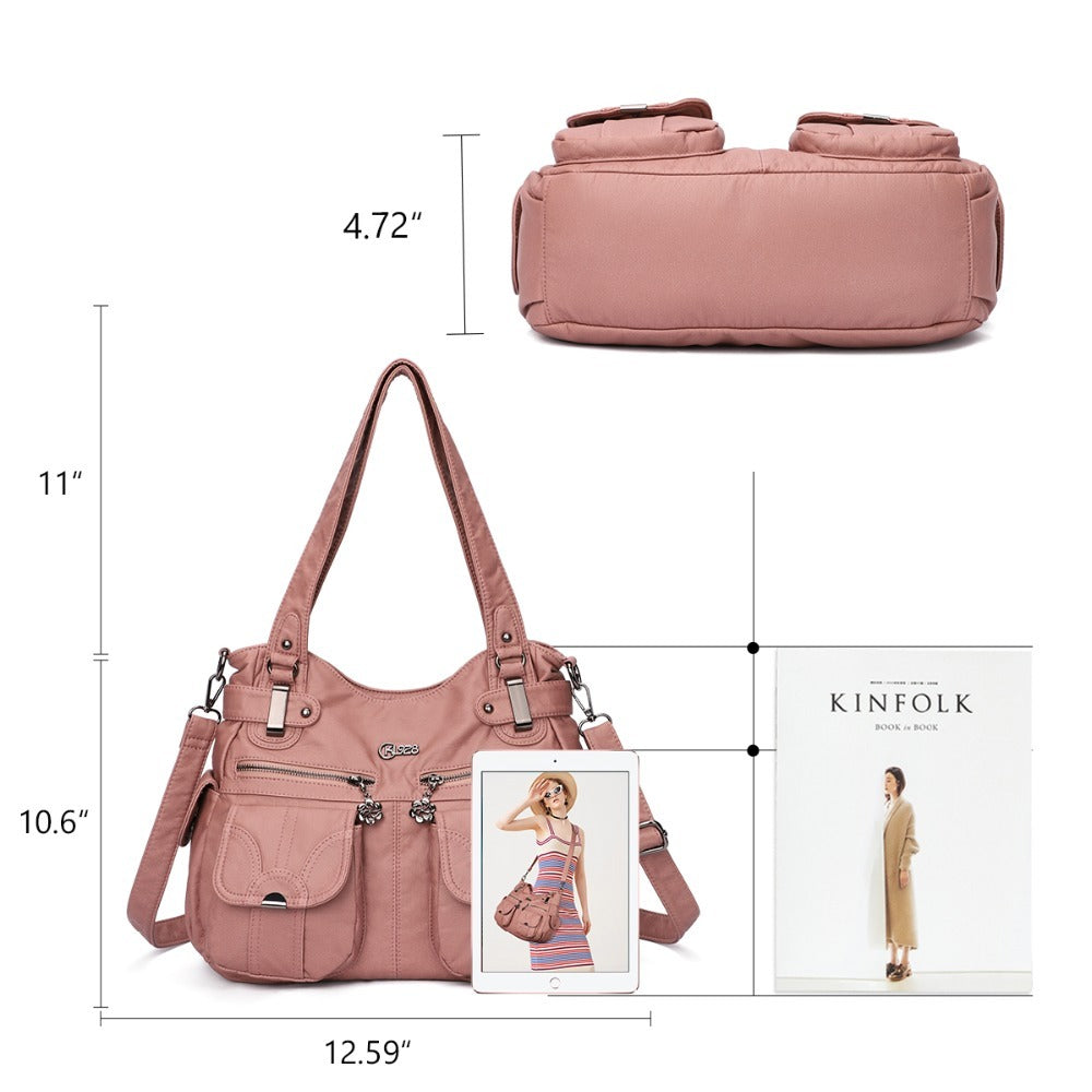 Sac messager Portable en cuir souple pour femmes, sacs à bandoulière avec poche à fermeture éclair, fourre-tout souple et décontracté
