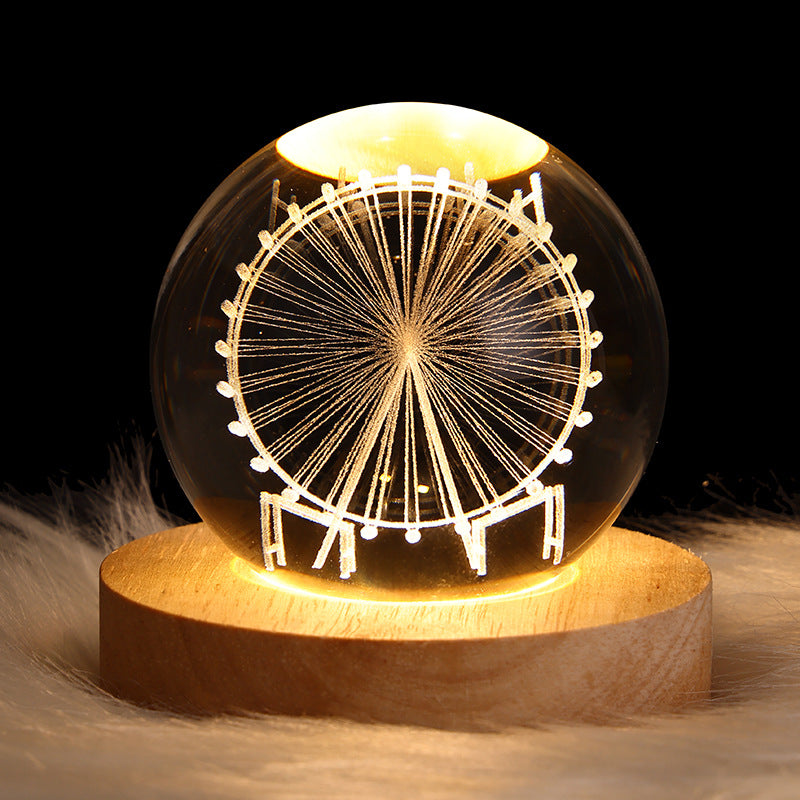 LED Nattljus Galaxy Crystal Ball Bordslampa 3D Planet Moon Lamp Sovrum Heminredning För Barn Fest Barn Födelsedagspresenter