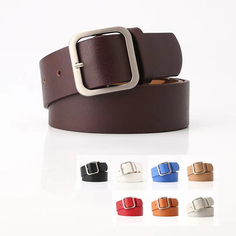 35cm Wide Retro Alloy Square Buckle Belt - Maximum Impact