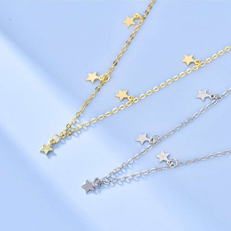 S925 Silver Star Tofs Halsband för kvinnor Enkel