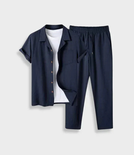 New Digital Men's Cotton And Linen Shirt Outfit