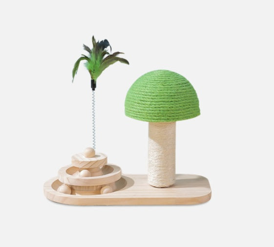 Cat Tree Toy Scratch Post - Interactive Wooden Cat Furniture with Sisal Balls