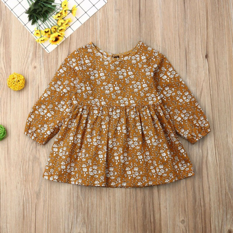 Nouveauté bébé filles robe mignon à fleurs à manches longues