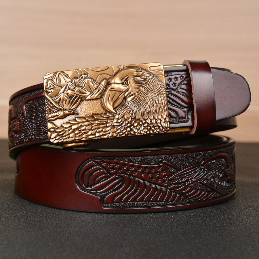 Ceinture de mode pour hommes, gaufrage d'ailes d'aigle