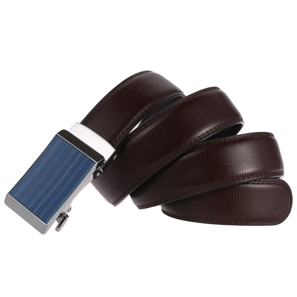 Men's Cowhide Alloy Automatic Buckle Business Casual Pant Belt - Effortless Professional