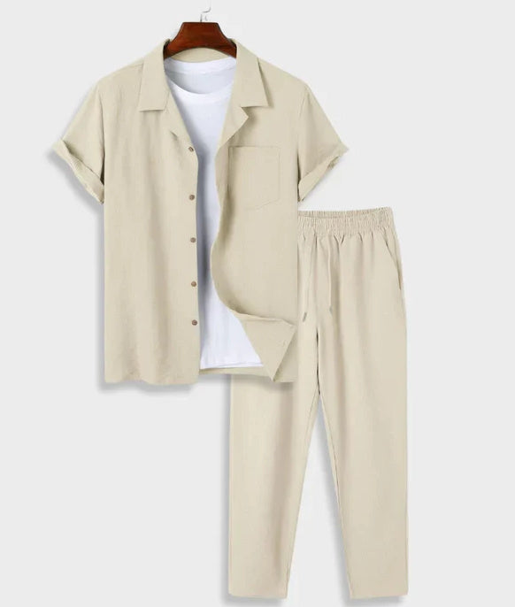 New Digital Men's Cotton And Linen Shirt Outfit