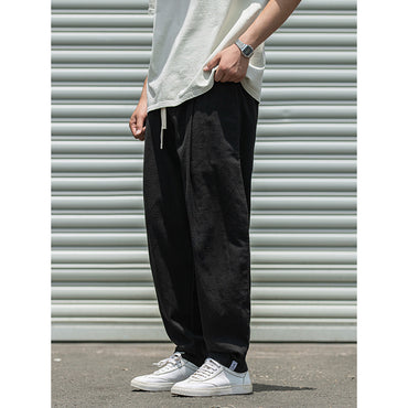 Men's Summer Light Breathable And Loose Straight Drooping Linen Pants