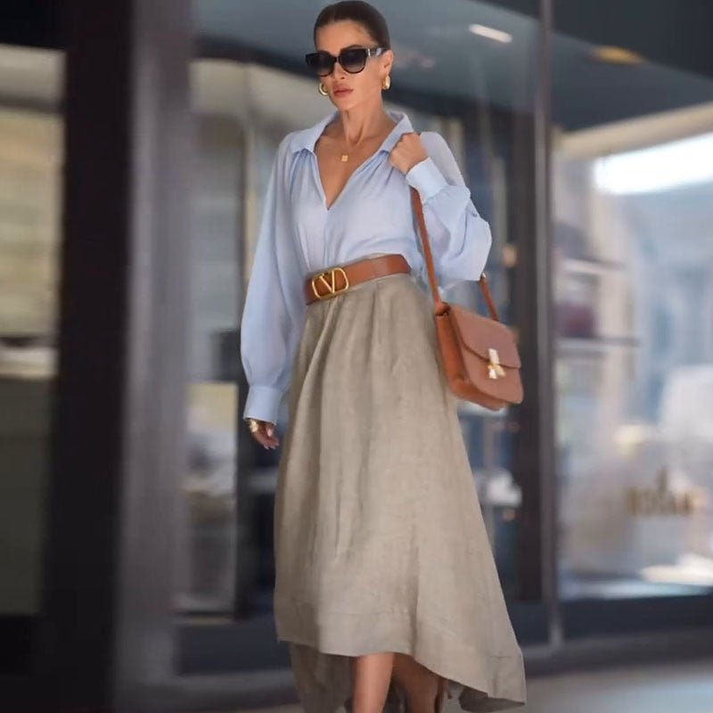 Professional Split High Waist Elastic Long Holiday Skirt - Premium Fabric (Comfortable Fit, Elegant Split Design)