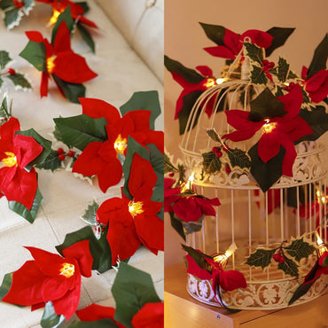 Lumières de Noël menées de première qualité avec des fleurs rouges et des fruits rouges pour la décoration intérieure