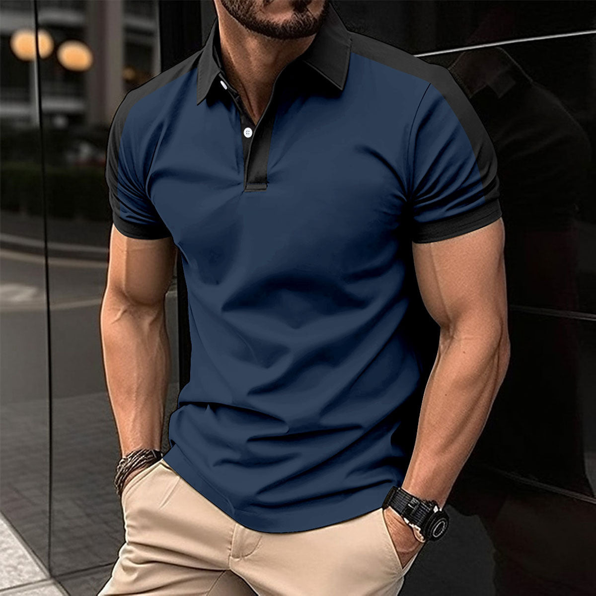 Herr Kortärmad Business-skjorta Sommar Casual Poloshirts
