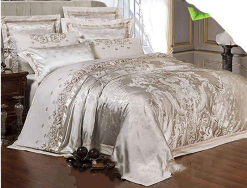 Ice Silk Jacquard European Luxury High-end Linne och Bomull Sängkläder Set