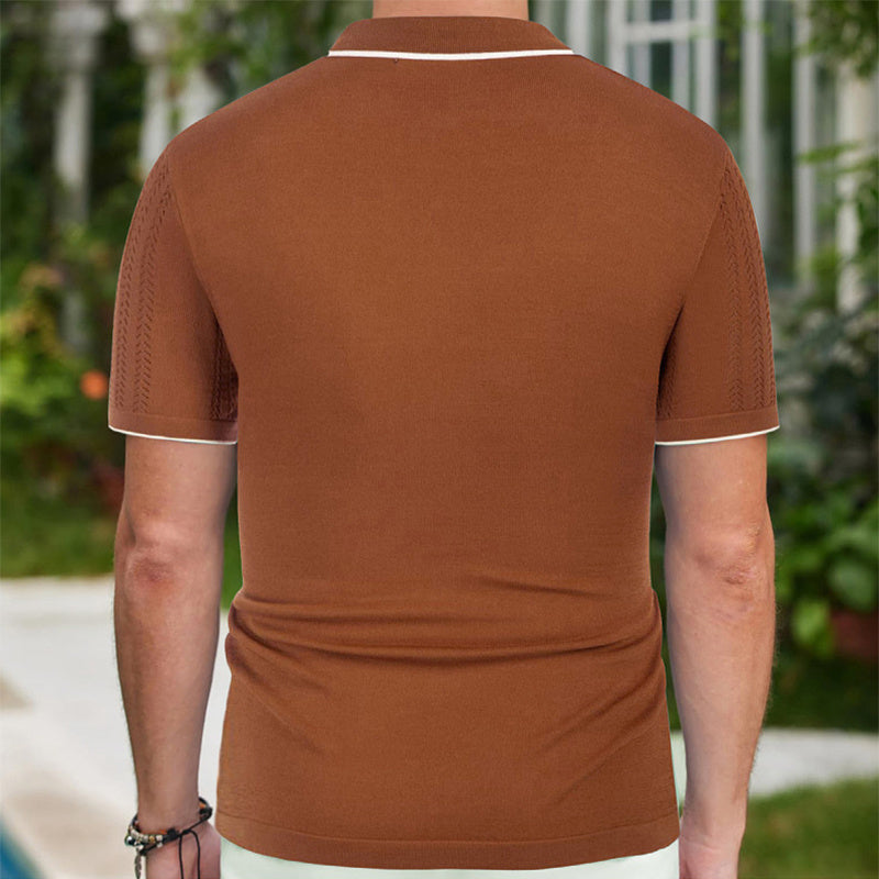 Polo d'été à manches courtes pour hommes, haut à revers avec boutons, vêtements d'affaires à la mode