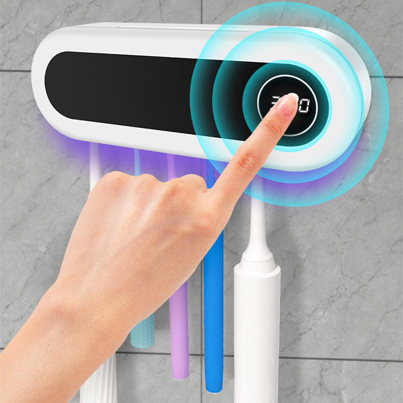 Väggmonterad tandborstehållare Smart tandborste UV-sterilisatorhållare Tandkrämsdispenser Press för badrumstillbehör