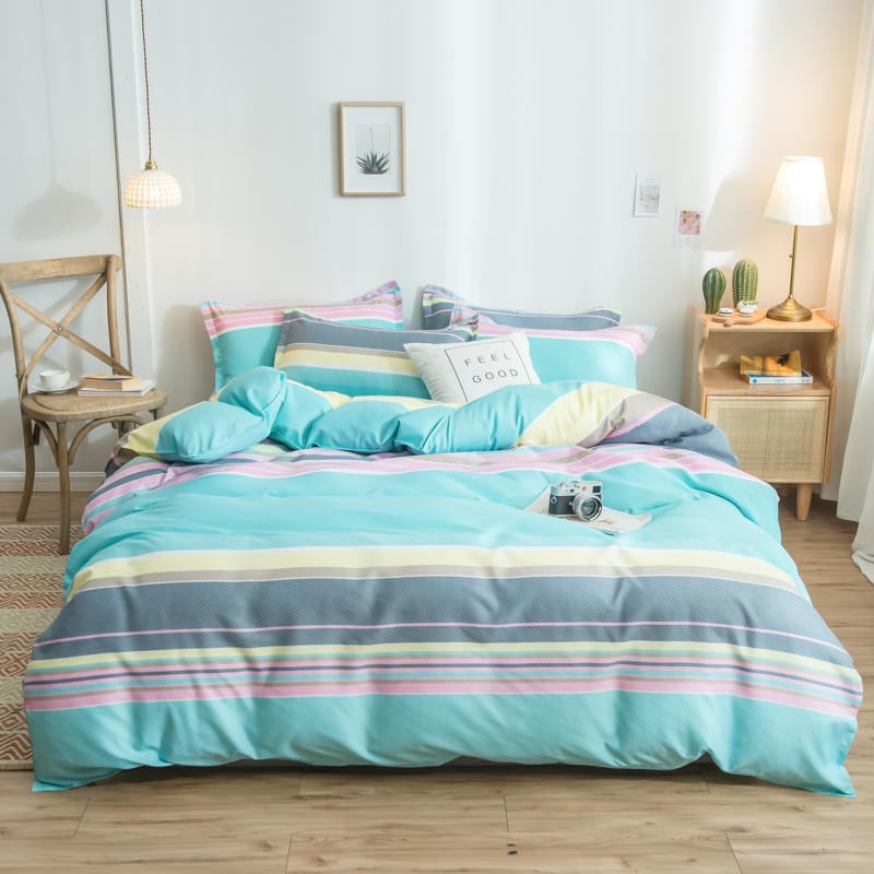 Cover Set Säng Bomull Quilt Sänglakan Sängkläder Täcke Monterad