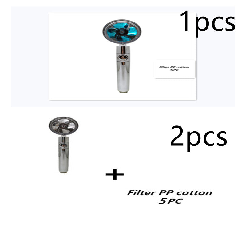 Pommeau de douche à hélice avec bouton d'arrêt et filtre en coton, buse de douche à main haute pression turbocompressée