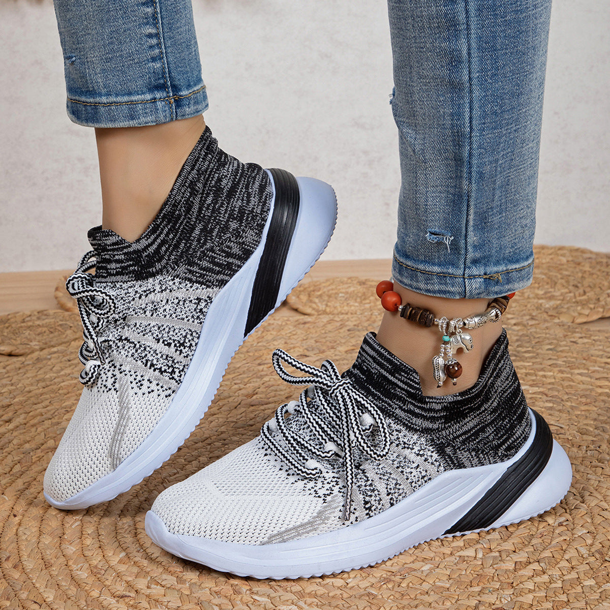 Women's Color-Matching Breathable Mesh Running Sneakers