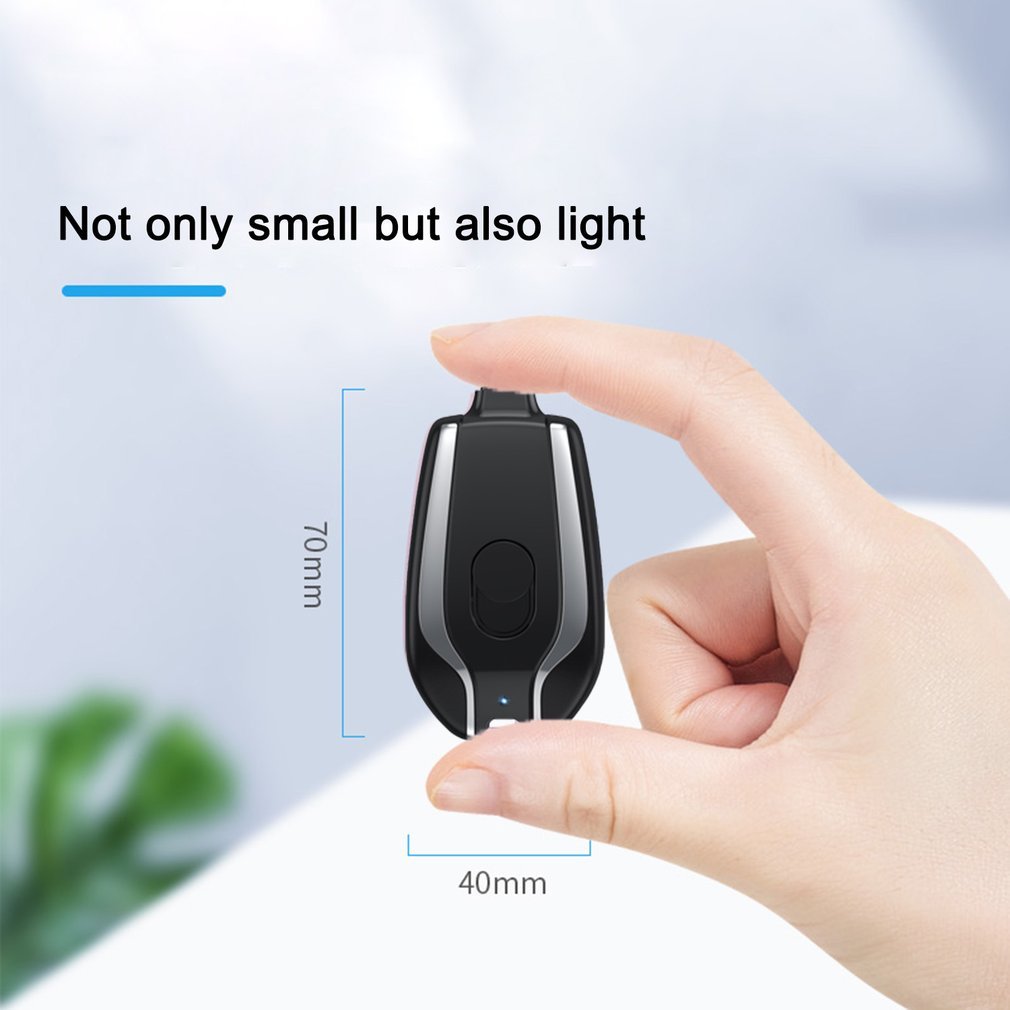 1500mAh Mini Power Emergency Pod Nyckelringsladdare med Type-C Ultra-Compact Mini Batteripaket Snabbladdning Backup Power Bank