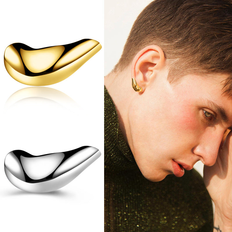 Boucle d'oreille Punk stéréoscopique 3D pour hommes, couleur or, Style coréen, Anti-allergie inhabituelle