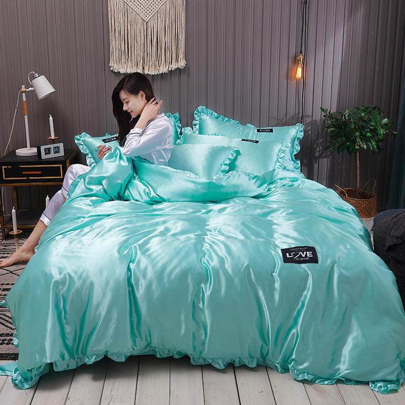 Pure Color Washed Silk Lakan Ice Silk Fyrdelad Lakan Påslakan