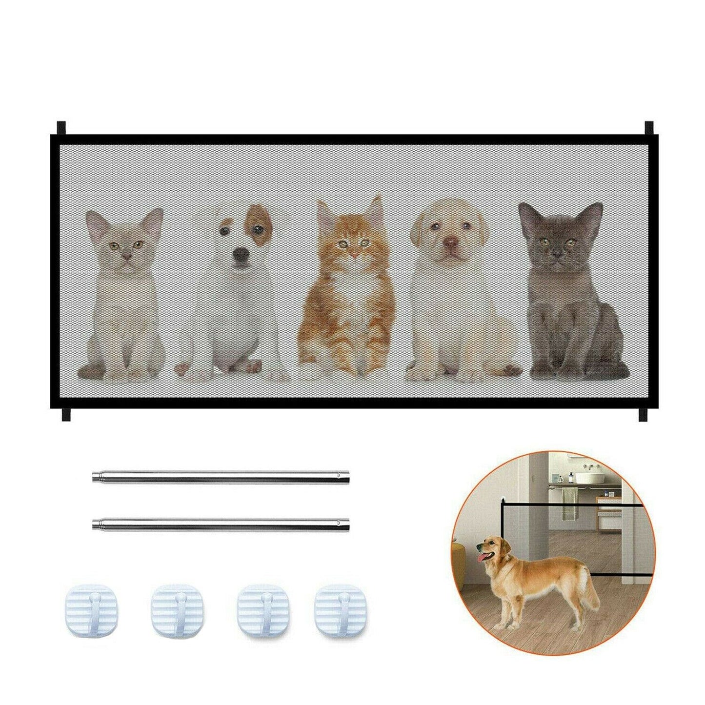 Pet Dog Fence Gate Safe Guard Säkerhetsinhägnad Hundstaket Hund Gate The Genial Mesh Magic Pet Gate Pet Supplies Dropshipping
