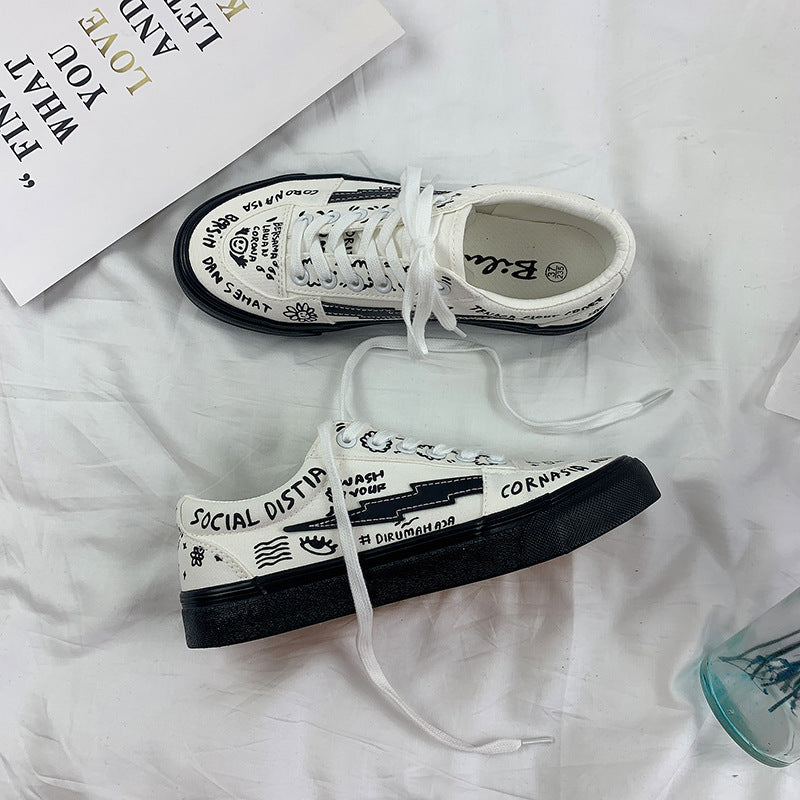 Women's Japanese Style Spring Canvas Shoes - Little White
