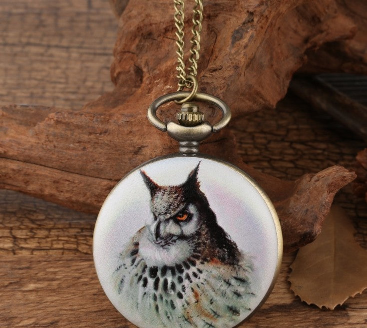 Flip Cartoon Owl Pattern Pocket Watch Cute Student's - Playful Fun Stylish Functional Durable Fashion-Forward