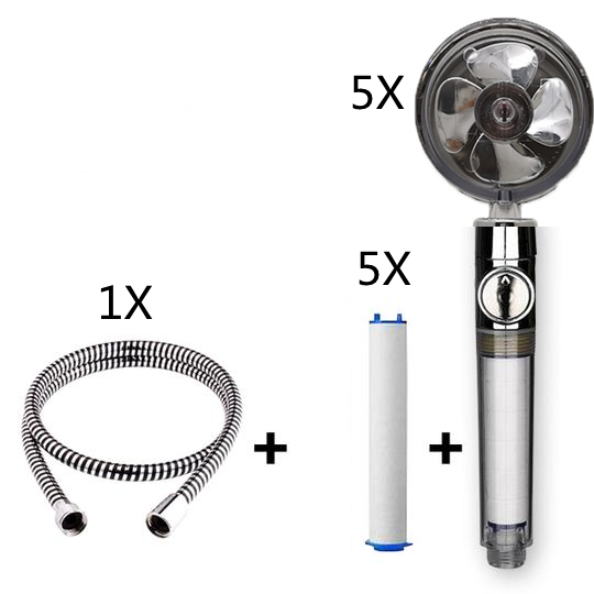 Pommeau de douche à hélice avec bouton d'arrêt et filtre en coton, buse de douche à main haute pression turbocompressée