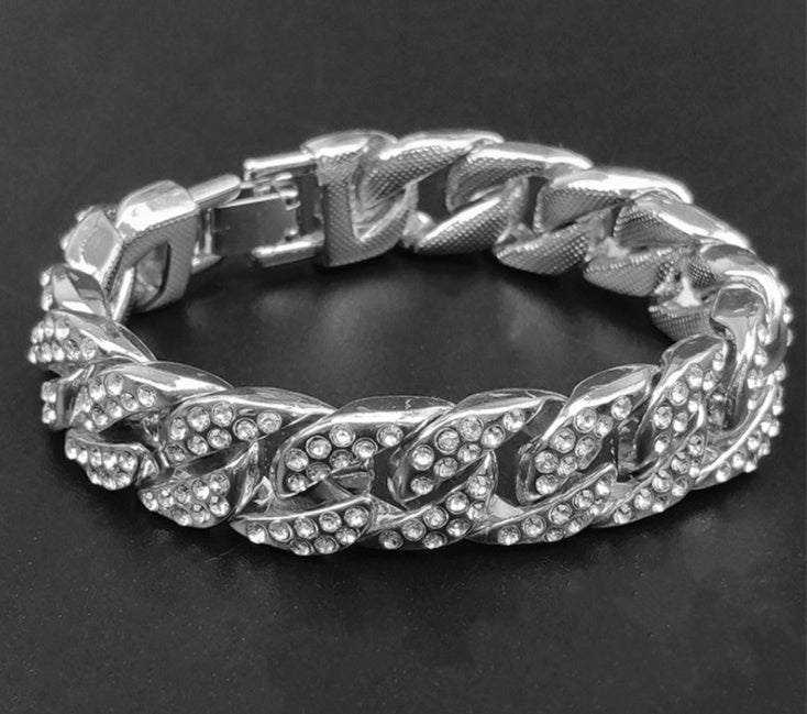 Full Diamond Cuban Chain Armband för män Dominerande Coolt trendigt armband