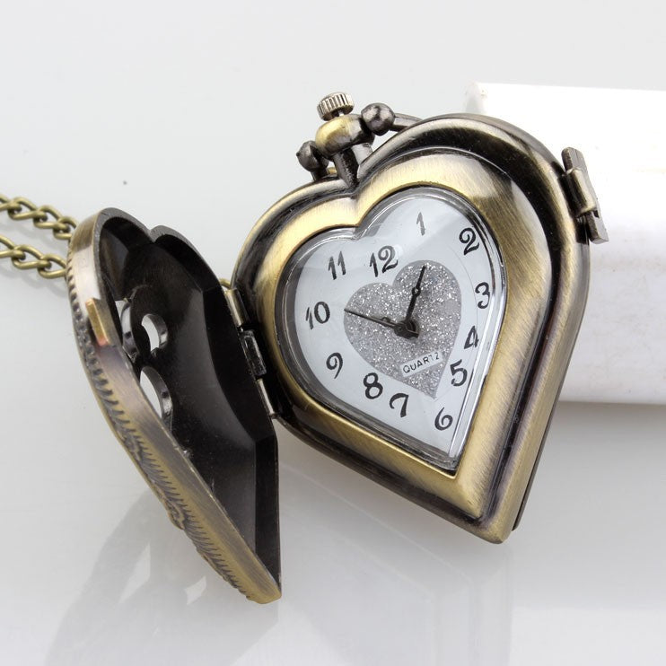 Pocket Watch Retro Style Hollow Heart Shaped - Nostalgic Modern Intricate Elegant Sophisticated Vintage Romantic