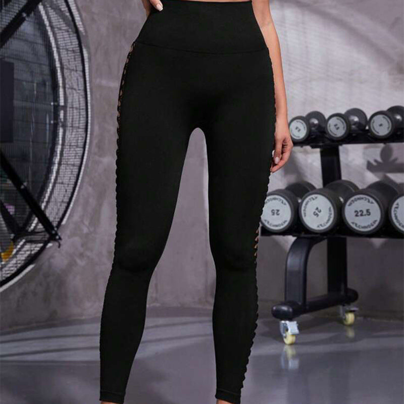 Hollow Tie Dye tryckta yogabyxor Hög midja rumplyft Sömlös Sport Gym Fitness Leggings Slimbyxor för kvinnor Tighta byxor
