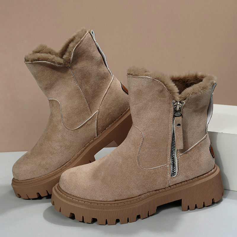 Women's Faux Suede Plush Snow Boots