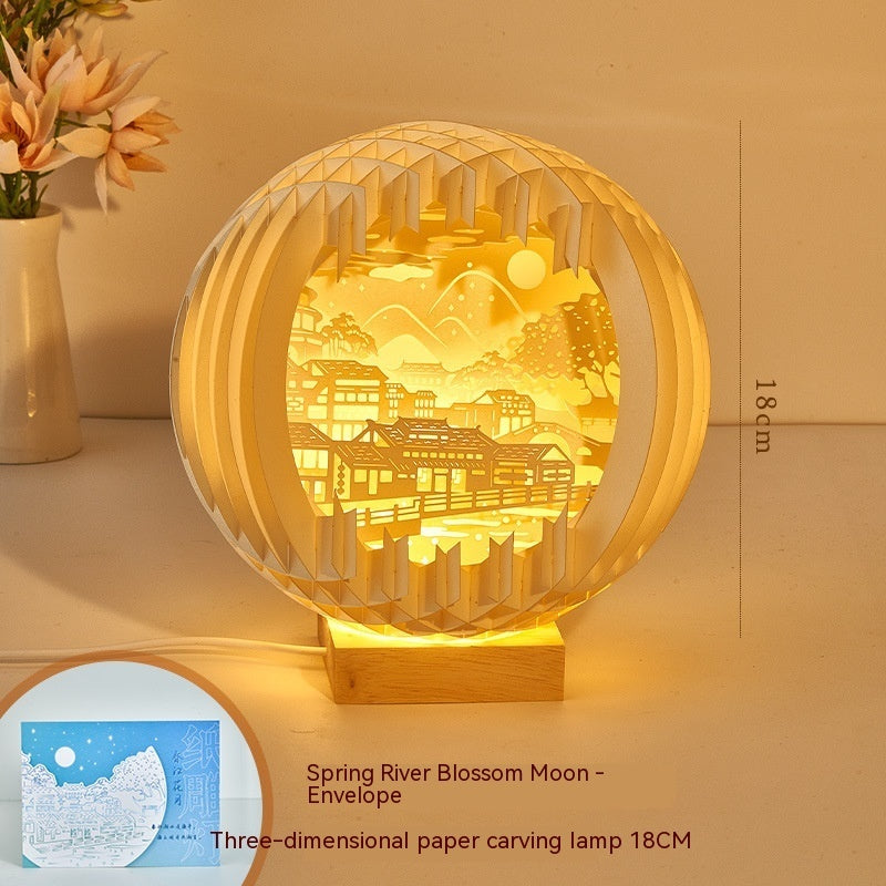 Sculpture sur papier, petite lampe de nuit créative en trois dimensions, décoration créative pour la maison