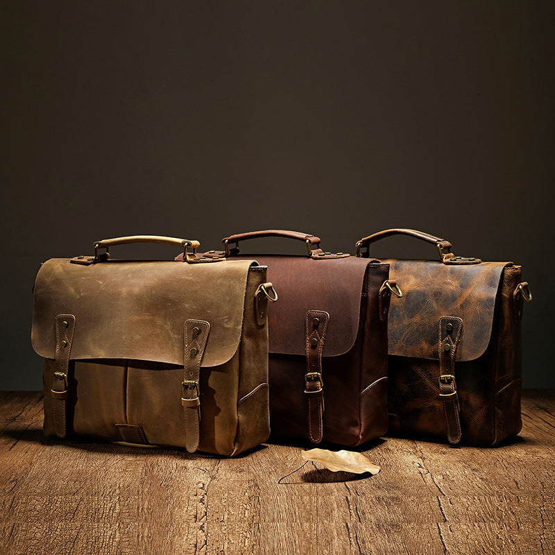 Sacoche porte-documents portable en cuir pour hommes