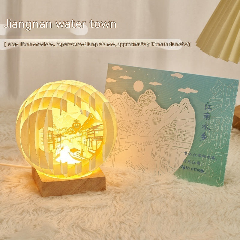 Sculpture sur papier, petite lampe de nuit créative en trois dimensions, décoration créative pour la maison