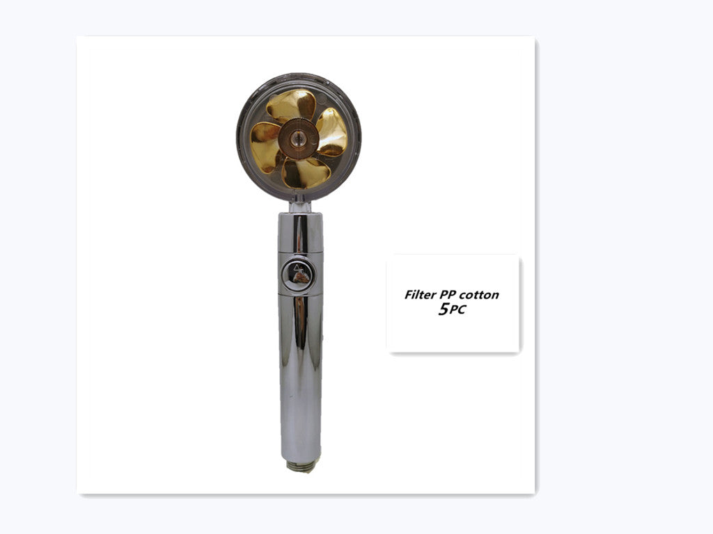 Pommeau de douche à hélice avec bouton d'arrêt et filtre en coton, buse de douche à main haute pression turbocompressée