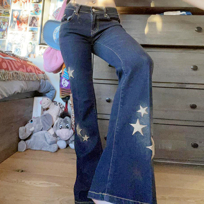 Blue Low Waist Commuter Pants Girl