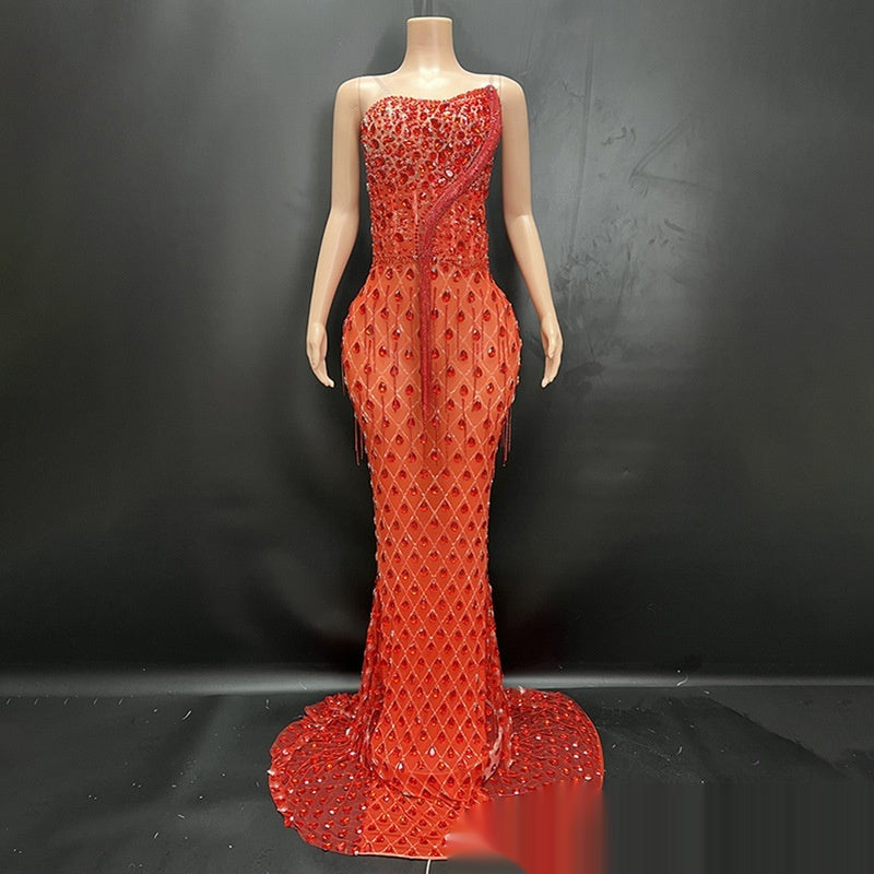 Elegant Fishtail Gown - No Back Design
