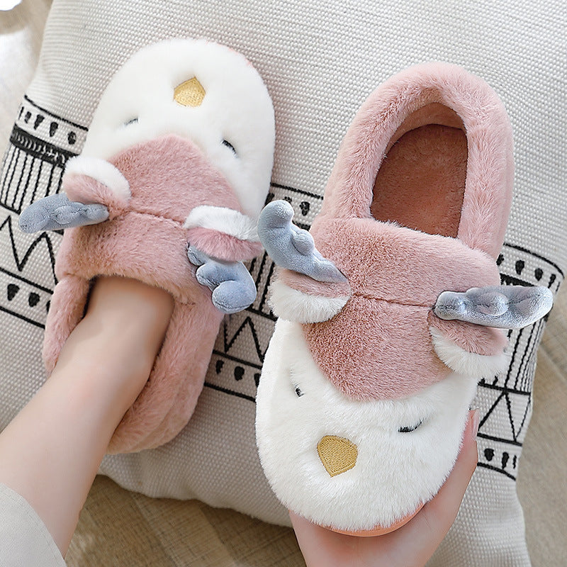 Christmas Elk Plush Slippers - Winter Holiday Shoes - Festive Collection